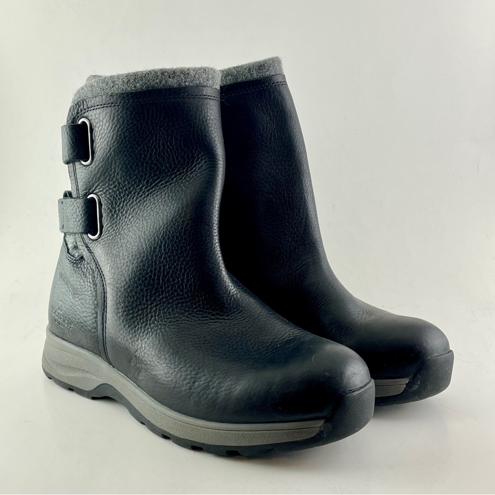 Woolrich Leather Insulated Winter Ankle Boots Black Buckle Size 9